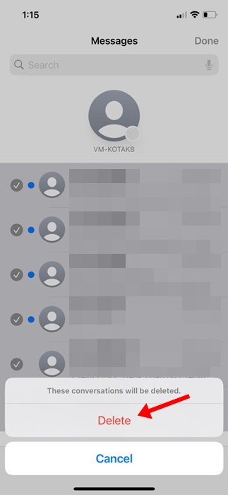 Mensajes leídos en iPhone: guía para iOS actual 56 Confirmación para eliminar mensajes o conversaciones seleccionadas en iPhone