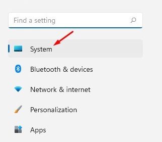 Sección Sistema seleccionada en la Configuración de Windows 11