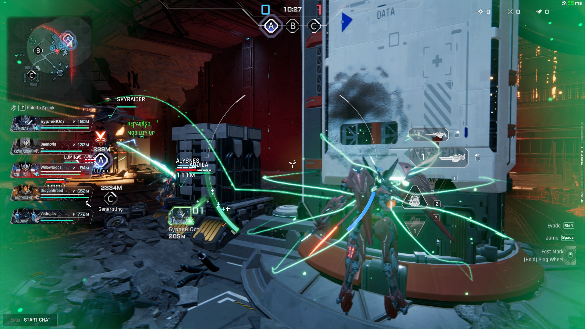 Mecha Break Review 🚀 Discover the mecha shooter that's been a hit! 13 Green energy beams firing in Mecha Break battle