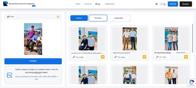 เรียกดูรายการเว็บไซต์ที่แสดงรูปภาพของคุณหรือภาพที่คล้ายคลึงกัน