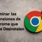 Como remover extensões do Chrome 🚫 Truque rápido e seguro! Como remover extensões do Chrome - Texto alternativo: "'Remover extensões do Chrome que não podem ser desinstaladas' ao lado do logotipo do Google Chrome com uma peça de quebra-cabeça preta, ilustrando como remover extensões persistentes no Chrome."