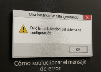 Eine andere Instanz wird bereits ausgeführt – Alternativtext: Popup-Fenster mit Computerfehler und der Meldung „Eine andere Instanz wird ausgeführt“ und einer Warnung vor einem Fehler bei der Initialisierung des Konfigurationssystems, mit sichtbarer Schaltfläche „OK“ auf dunklem Hintergrund mit dem Text „So beheben Sie die Fehlermeldung“.