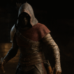 Uso dual en Oblivion Remastered - Alt text: Personaje con capucha y armadura ligera usando espada y arco en la mano en el juego Oblivion Remastered en escena oscura de fantasía.