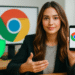 Chrome على Android والأمان: مستخدم يعرض هاتفًا محمولًا يحمل شعار Google Chrome ودرعًا أخضر، وهو مفهوم التصفح الآمن والخصوصية على Android.
