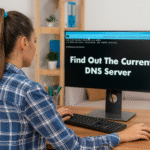Windows で DNS サーバーを見つける方法: 画面上のコマンドを使用して PC を使用し、現在の DNS を見つけるユーザー。