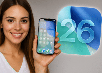 So bereiten Sie Ihr iPhone auf iOS 26 vor – Person zeigt neben dem Systemsymbol ein für iOS 26 bereites iPhone; eine kurze Checkliste zum Vorbereiten und Aktualisieren Ihres iPhones.