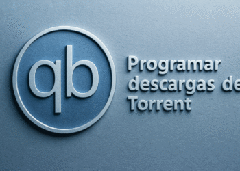 Como agendar downloads no qBittorrent - Logotipo do qBittorrent com o texto "Agendar downloads de torrent" em relevo, ilustração para um guia sobre como agendar downloads no qBittorrent.