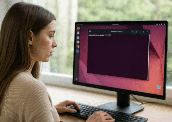 Gecomprimeerde bestandsbeheerders op Linux: geen wijn meer! ✅ 10 Gecomprimeerde bestandsbeheerders in Linux - Persoon die een Linux-desktop gebruikt met de terminal geopend, voorbeeld van gecomprimeerde bestandsbeheerders in Linux voor het verwerken van ZIP, TAR en GZ.