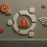 Fix Ubuntu: 5 Quick Tricks to Revive It 🚀 Fix Ubuntu - Ubuntu logo with warning triangle and Wi-Fi, power, and bug icons, to fix Ubuntu and resolve errors.