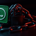 Sicheres WhatsApp: 5 schnelle Schritte, um nicht ausspioniert zu werden 🔒 Sicheres WhatsApp: Das WhatsApp-Logo ist mit einer Kette und einem Vorhängeschloss gesichert, ein Symbol für Sicherheit, Verschlüsselung und Privatsphäre, das Chats mit einer zweistufigen Verifizierung schützt.