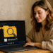 Windows 11 Preview: Mac-Style QuickLook with Space ⏱️ 10 Windows 11 Preview on Laptop: File Explorer in Dark Mode with a folder and magnifying glass; a woman using her PC at a home desk.