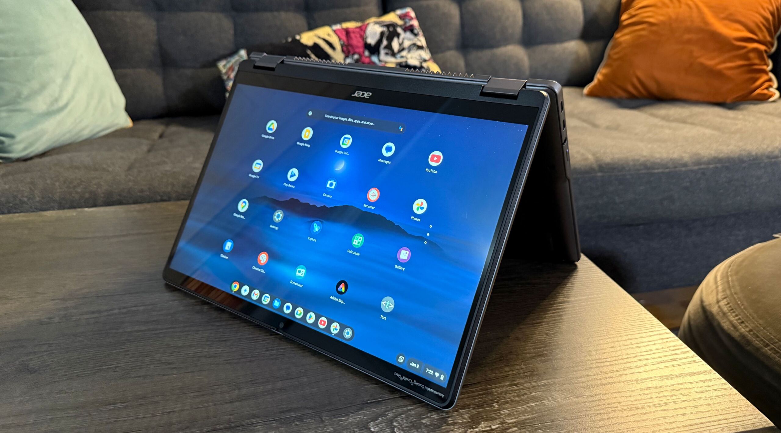 Steam on Chromebook Plus: Play like a laptop! 🎮⚡ 15 Acer Chromebook Plus Spin 514 in tent mode on a table.