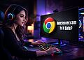 Remove Hotcleaner.com in one click and protect Chrome: woman using PC with Google Chrome logo and security warning on screen.
