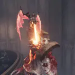 Layovers secretos Aratum: escena de videojuego de fantasía con héroe alado lanzando fuego contra un dragón en una torre gótica; cómo hallarlos YA