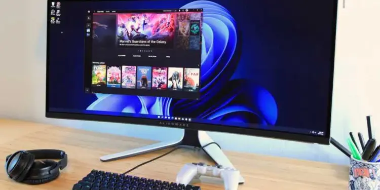 Top Monitors for Gaming 🔥 Discover the best 6 patterns for maximum performance 💻 7 Top monitors for gaming: monitor ultrawide curved Alienware desktop, keyboard mechanical, headphones and remote control, ideal for setup in games in PC.