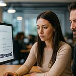 CCXProcess.exe - Dos personas analizan en la pantalla de un ordenador el proceso CCXProcess.exe para descubrir por qué ralentiza el PC y cómo eliminar este proceso oculto de Windows.