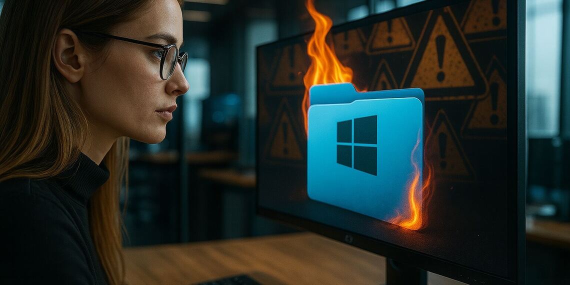 مجلد Prefetch - امرأة تقوم بتنظيف مجلد Prefetch في نظام التشغيل Windows لتسريع الكمبيوتر، وتوضيح للتحسين والتنظيف السريع الذي يضاعف سرعة نظام التشغيل.