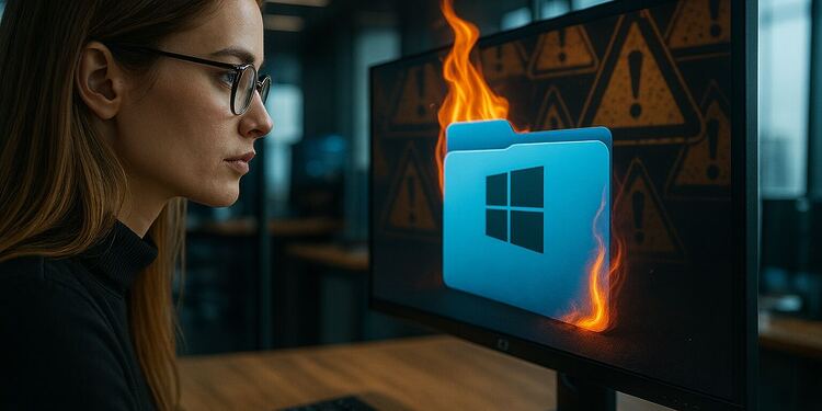 Prefetch Folder: การทำความสะอาดอย่างรวดเร็วที่เพิ่มความเร็ว ⚡ 4 โฟลเดอร์ Prefetch - ผู้หญิงกำลังทำความสะอาดโฟลเดอร์ Prefetch ใน Windows เพื่อเพิ่มความเร็วพีซี ภาพประกอบการเพิ่มประสิทธิภาพและการทำความสะอาดอย่างรวดเร็วที่เพิ่มความเร็วของระบบปฏิบัติการเป็นทวีคูณ