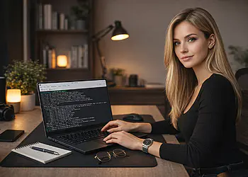 Beheer van applicaties van derden in Linux, getoond op een laptop met een open terminal; applicatie- en softwarebeheer in een Linux-omgeving vanaf een professionele desktop.