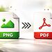 PNG to PDF Methods - Illustration of methods to convert PNG files to PDF, showing PNG and PDF icons with a conversion arrow between both formats.