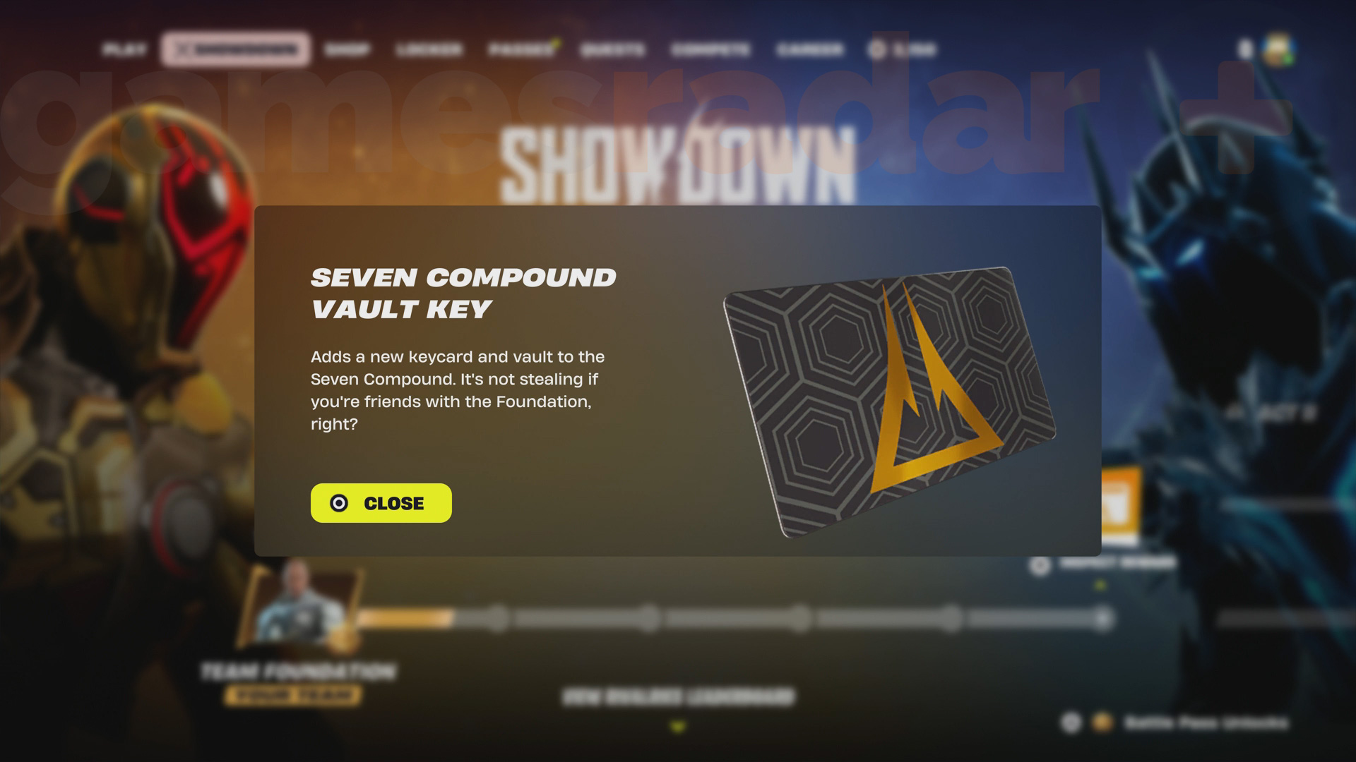 A chave Compound em The Seven, desbloqueada ao progredir no Showdown, pode abrir o cofre do Novo Santuário.