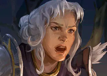 Estrategia Heroes Olden Era: heroína guerrera de cabello blanco tomando decisiones clave en una batalla épica de fantasía que cambian el rumbo de la partida.