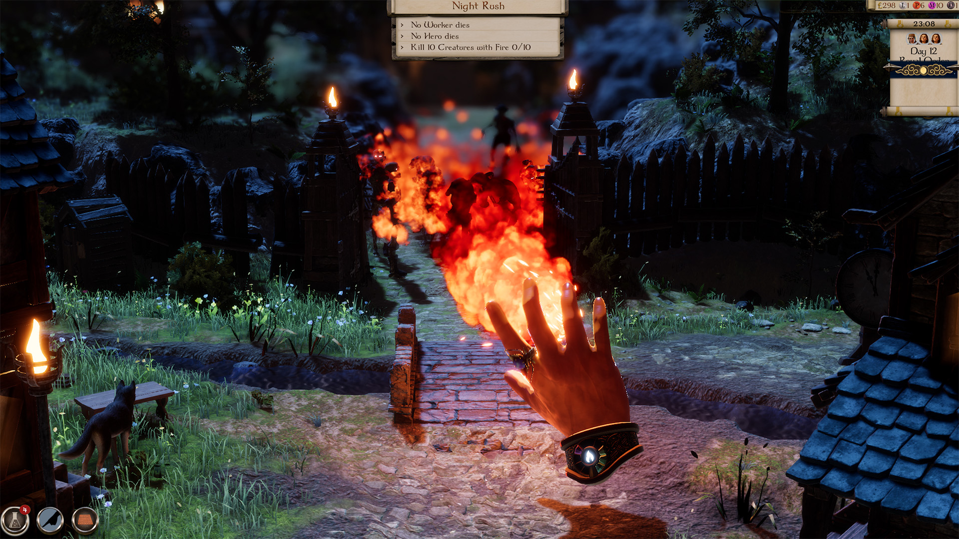 มือศักดิ์สิทธิ์ใน Masters of Albion ปล่อยไฟใส่ศัตรูยามค่ำคืน