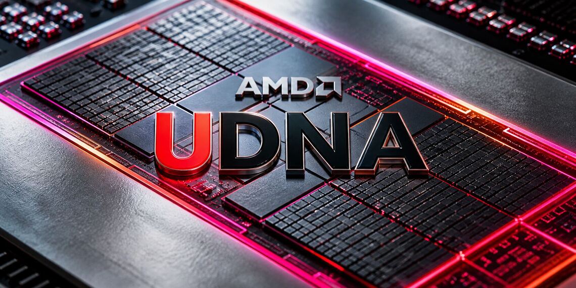 Arquitectura UDNA AMD para PS6 y Xbox Next, detalle de chip GPU de nueva generación con diseño avanzado para consolas gaming de alto rendimiento.