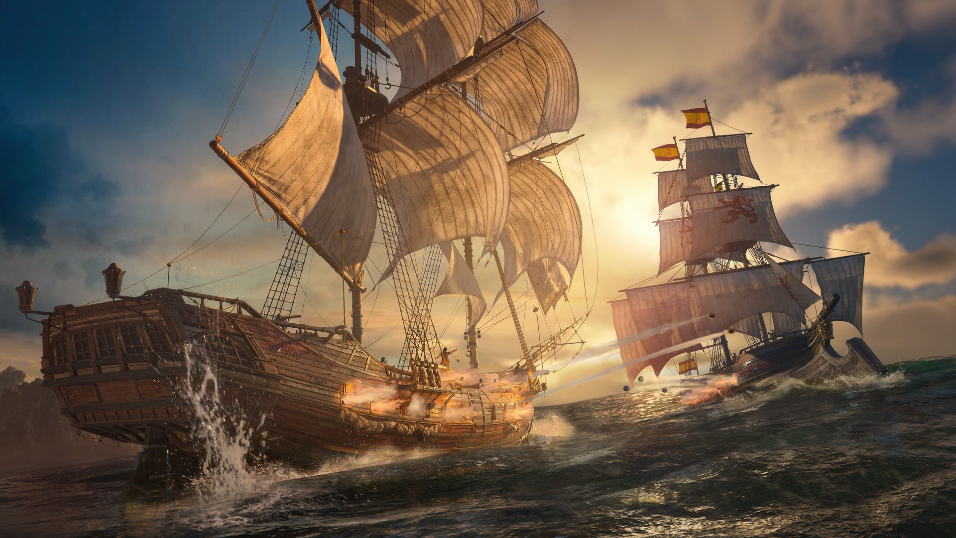 『アサシン クリード ブラック フラッグ リシンクド』では、2隻の軍艦が海上で激突する。